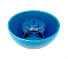 Cuenco Craquele Vintage de mediados del siglo XX Azul Turquesa