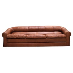 Used Mid Brown Club Sofa Italian Designer 1970s