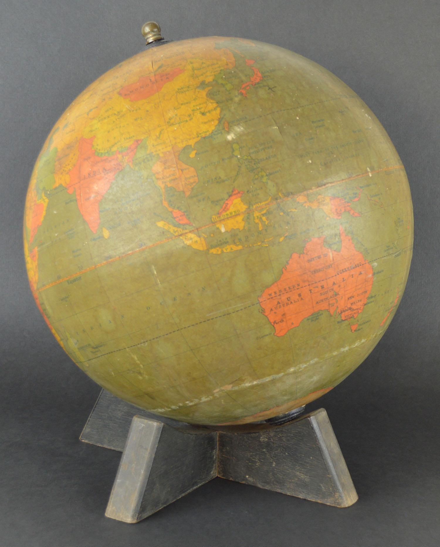 Fabulous 12 inch globe

I particularly like the simplicity of the piece and the amazing colour

Slightly distressed.

By W.A.K. Johnston and G.W. Bacon.




