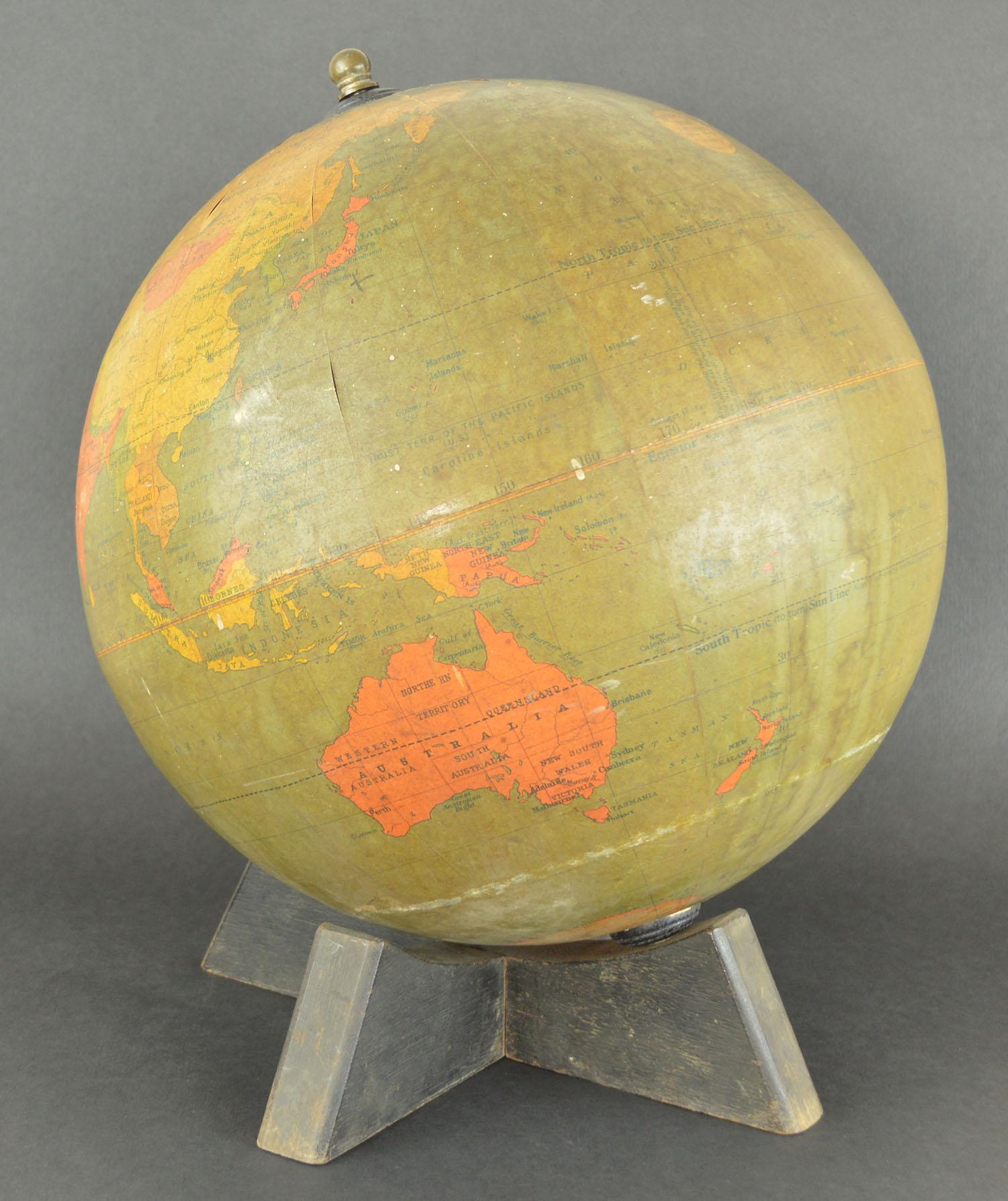 Mid-Century Modern Vintage Midcentury Globe by Johnston & Bacon, circa 1950