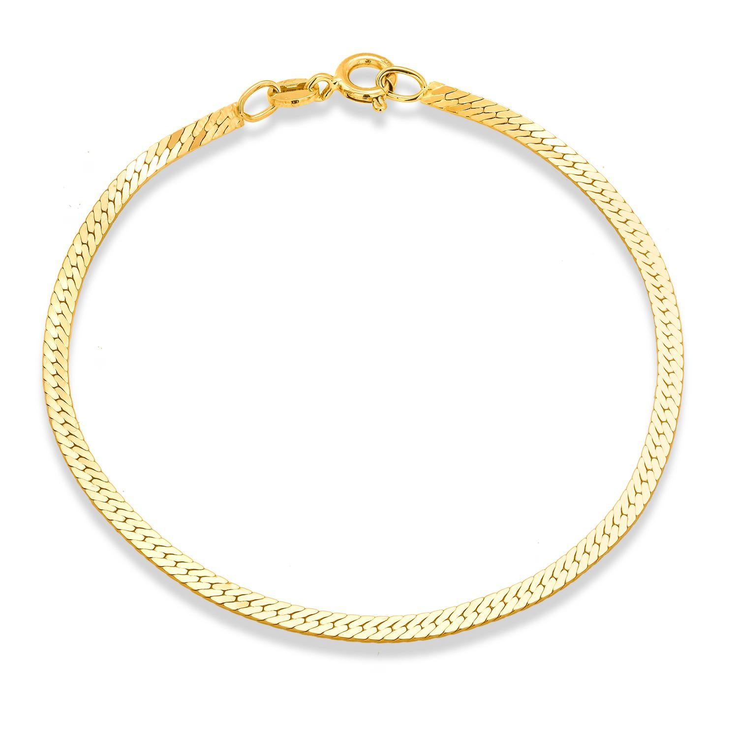 Bracelet vintage du milieu du siècle en or 14 carats de 7 pouces de long 0,16 pouce de large en vente 1