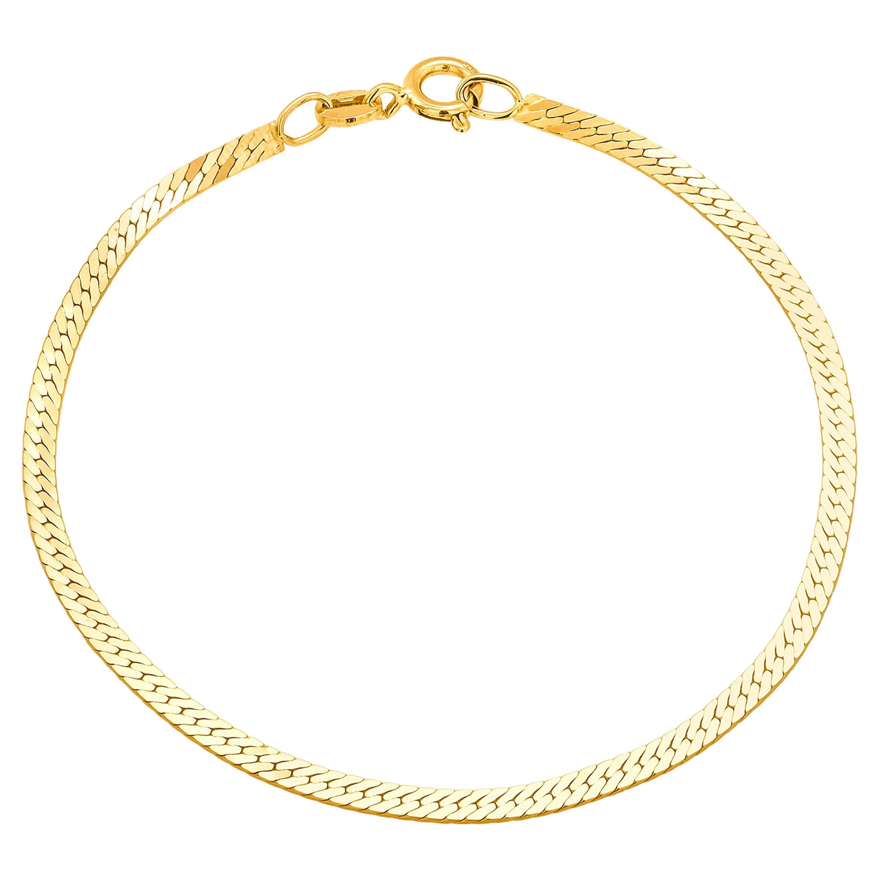Vintage Mid Century 14 Karat Gold Designer 7 Inch Long 0.16 Inch Wide Bracelet