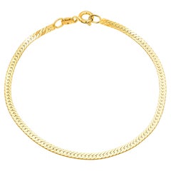 Antique Mid Century 14 Karat Gold Designer 7 Inch Long 0.16 Inch Wide Bracelet