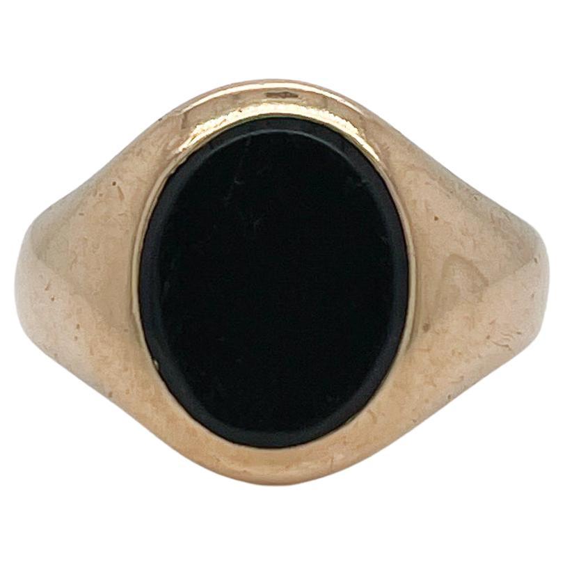 Vintage Mid-Century 14 Karat Yellow Gold & Onyx Signet Ring