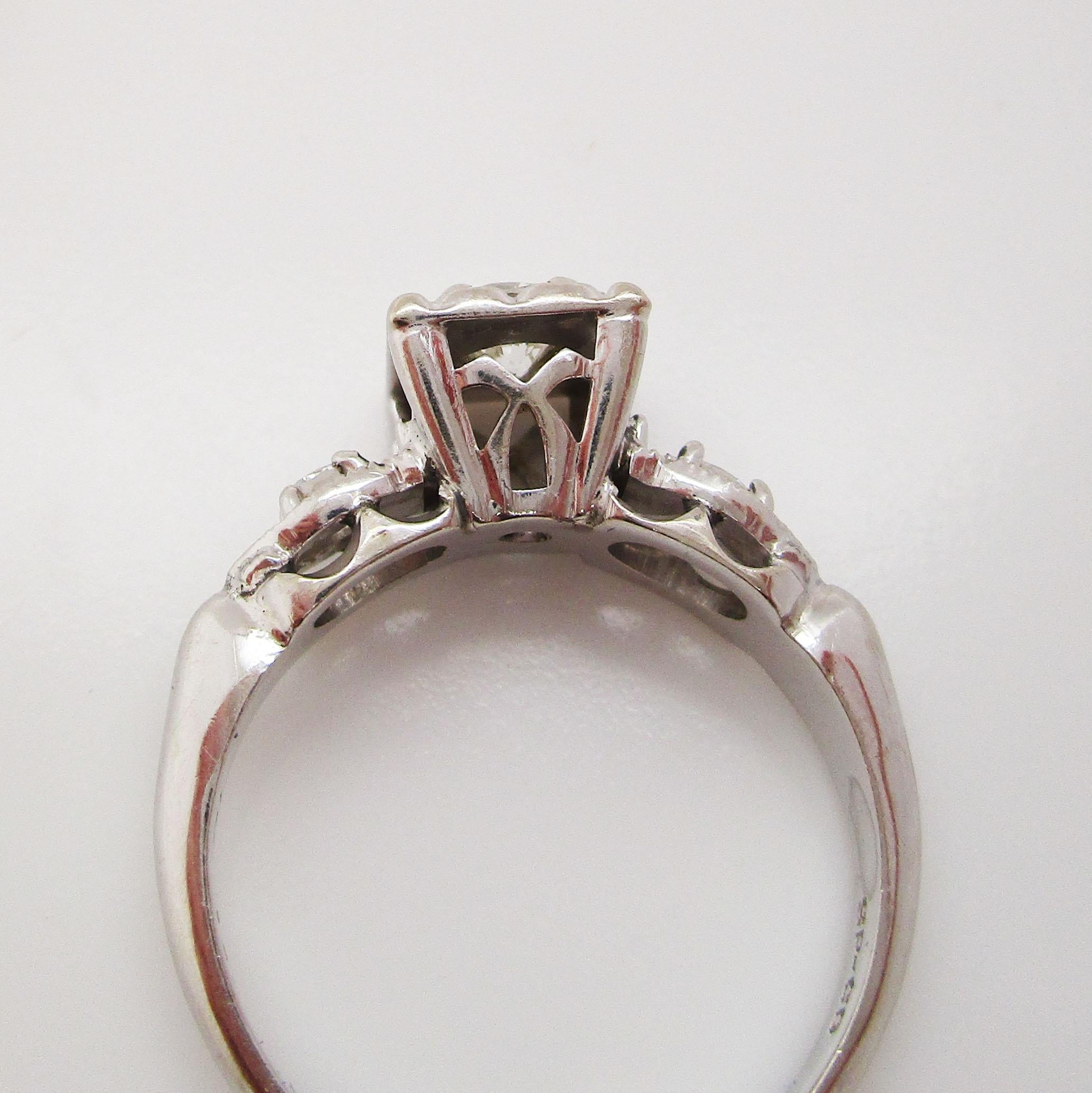 Vintage Midcentury 14 Karat Weißgold Diamant Hochzeit Set 5