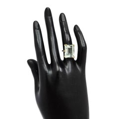 Vintage Mid-Century 15ct Emerald-Cut Aquamarine Cocktail Ring 18k Gold