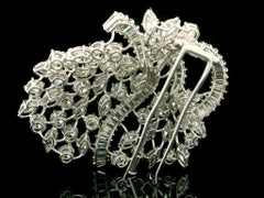 Vintage Mid Century 18k White Gold 17.50ctw Large Fiery Diamond Spray Pin Brooch