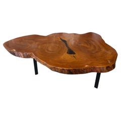 Vintage Mid Century 1950s Cypress Coffee Cocktail Tables Freeform Edge Slab