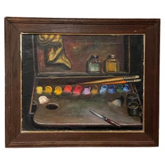 Vintage Mid Century 1950
s Still Life Painting "Palette" Artist Signed New York