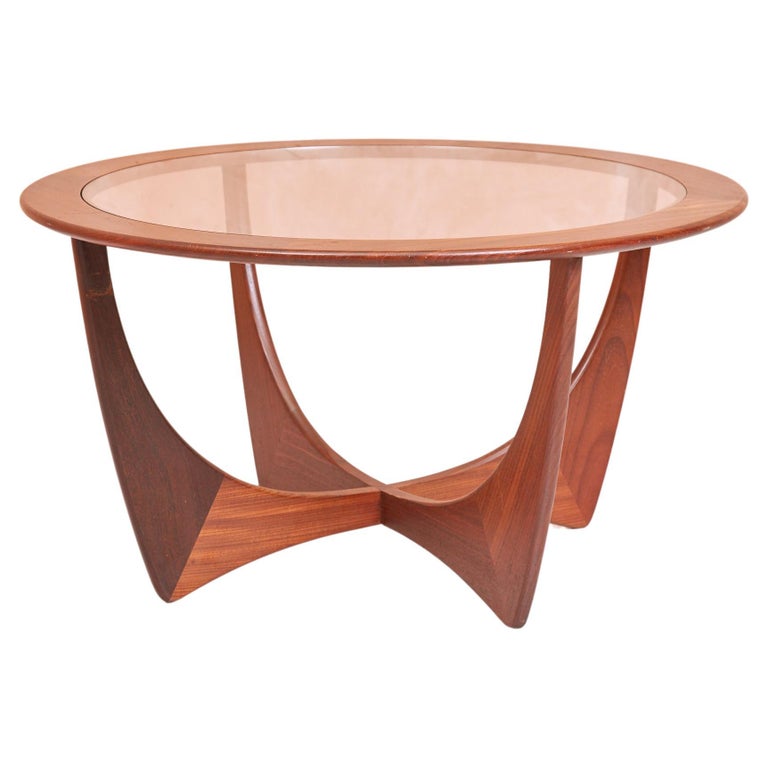 Vintage Mid Century 1960s G Plan Round Astro Coffee Table In Teak And Glass Mcm For Sale at 1stDibs