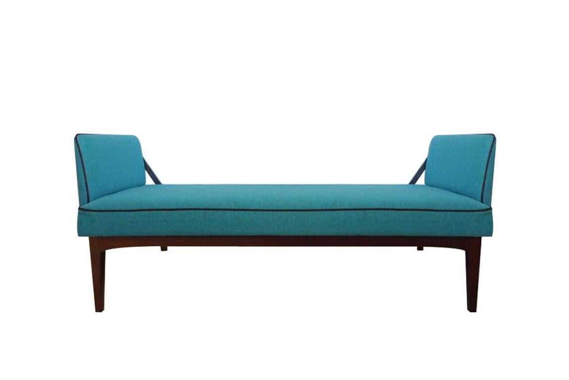 Steel Vintage Midcentury 1960s Mahogany and Wool Sofa Daybed by Illums Bolighus