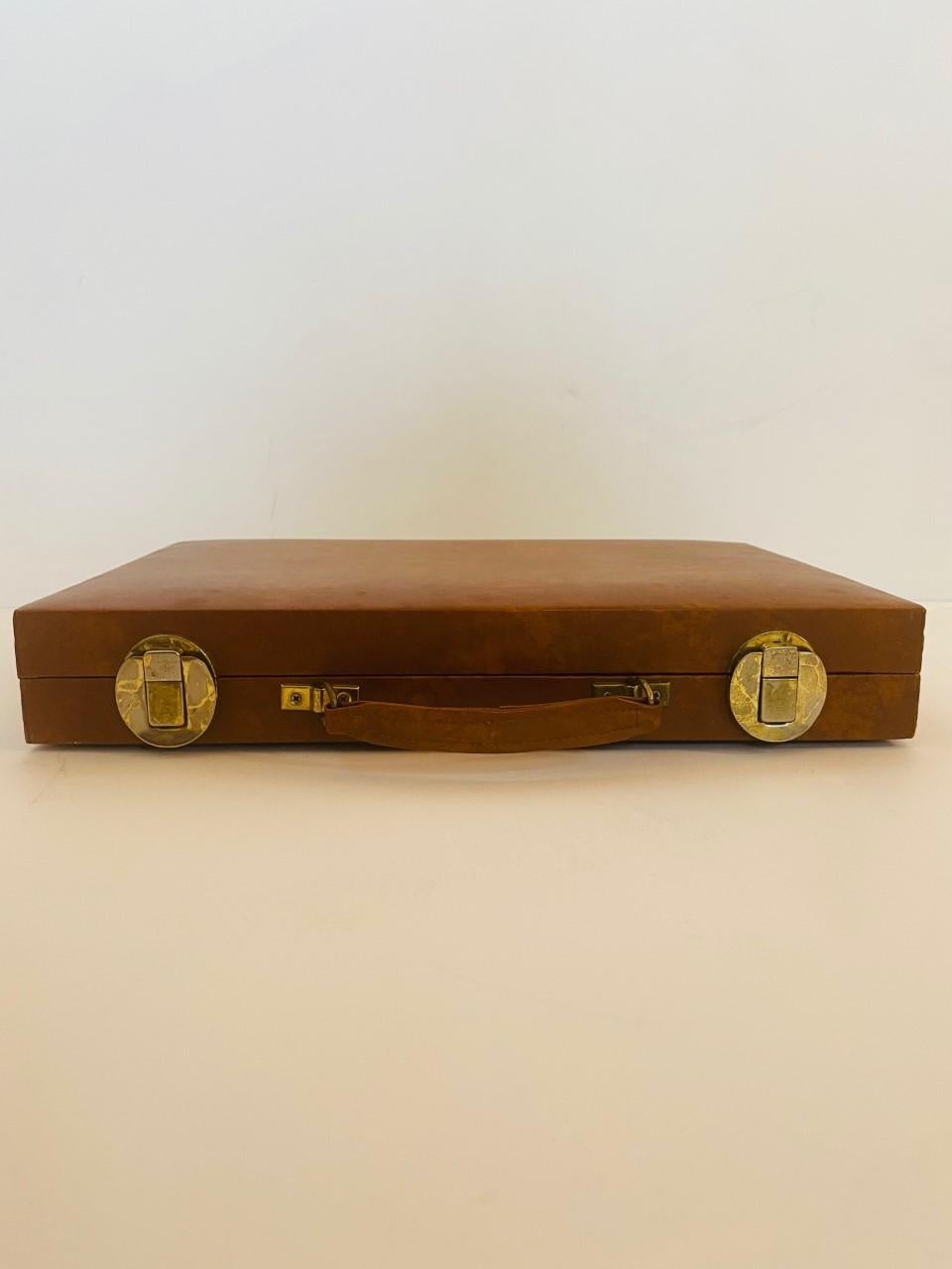 Leather Vintage Mid-Century 1970’s Backgammon Set