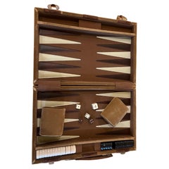 Vintage Mid-Century 1970’s Backgammon Set in Suede Portafolio