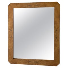 Vintage Mid-Century 1970s Burl Wood Burlwood Wall Mirror Milo Baughman Style
