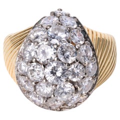 Vintage Mid-Century 2 Carat Diamond Cluster Bombé Cocktail Ring