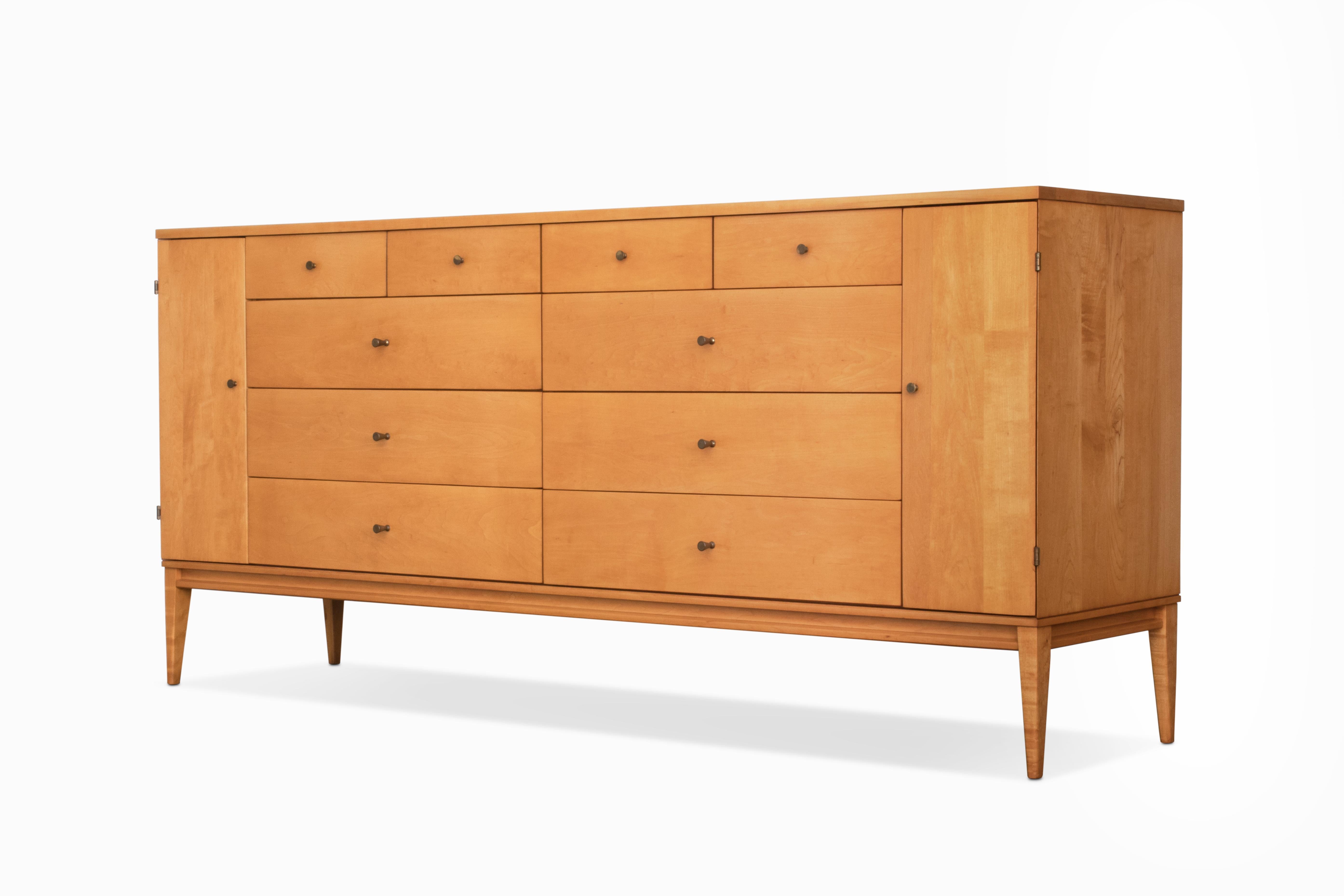Brass Vintage Mid Century 20 Drawer Dresser by Paul McCobb