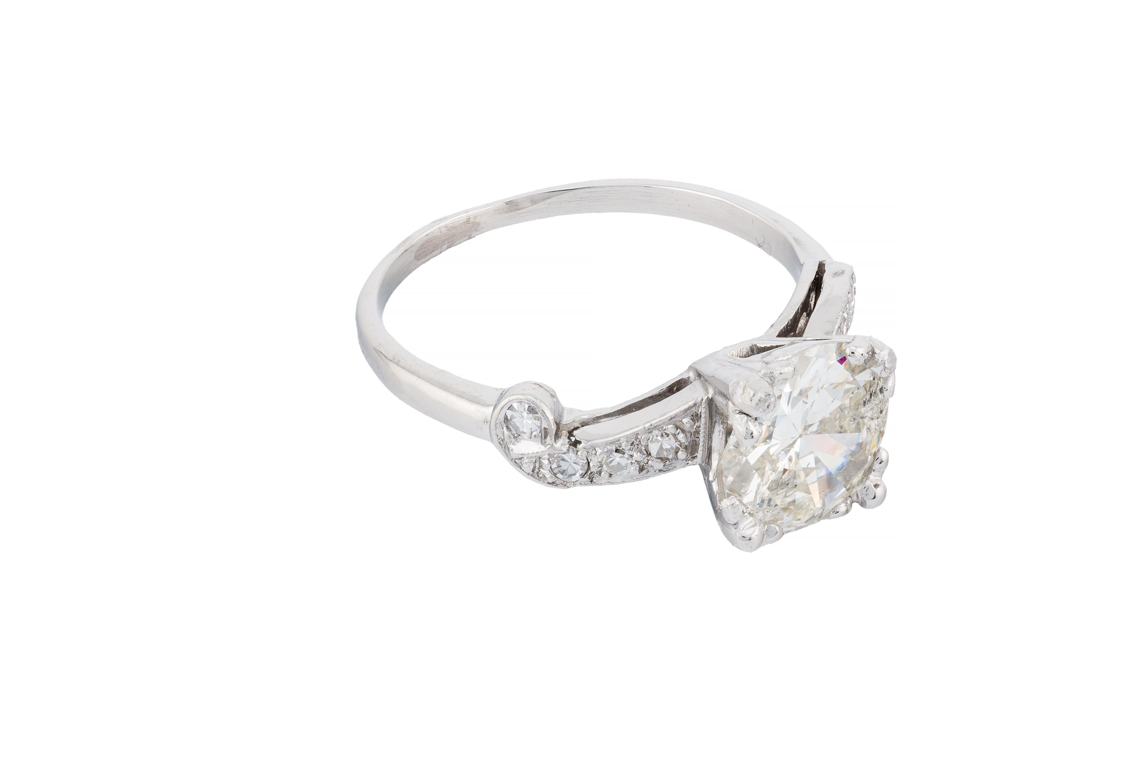 Vintage Mid Century 2,18CTW Diamant Verlobungsring in Platin (Retro) im Angebot