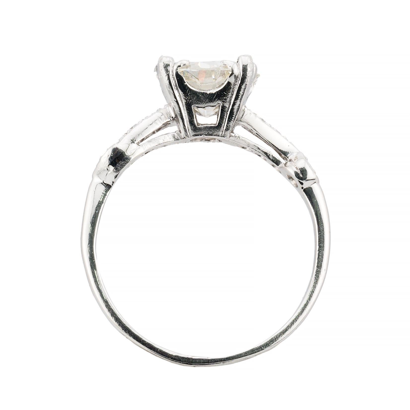Vintage Mid Century 2,18CTW Diamant Verlobungsring in Platin im Zustand „Hervorragend“ im Angebot in Boston, MA