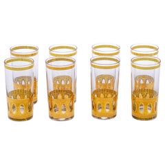 Vintage Mid Century 22-Karat Gold Highball Cocktail Glasses Set of 8, circa 1965