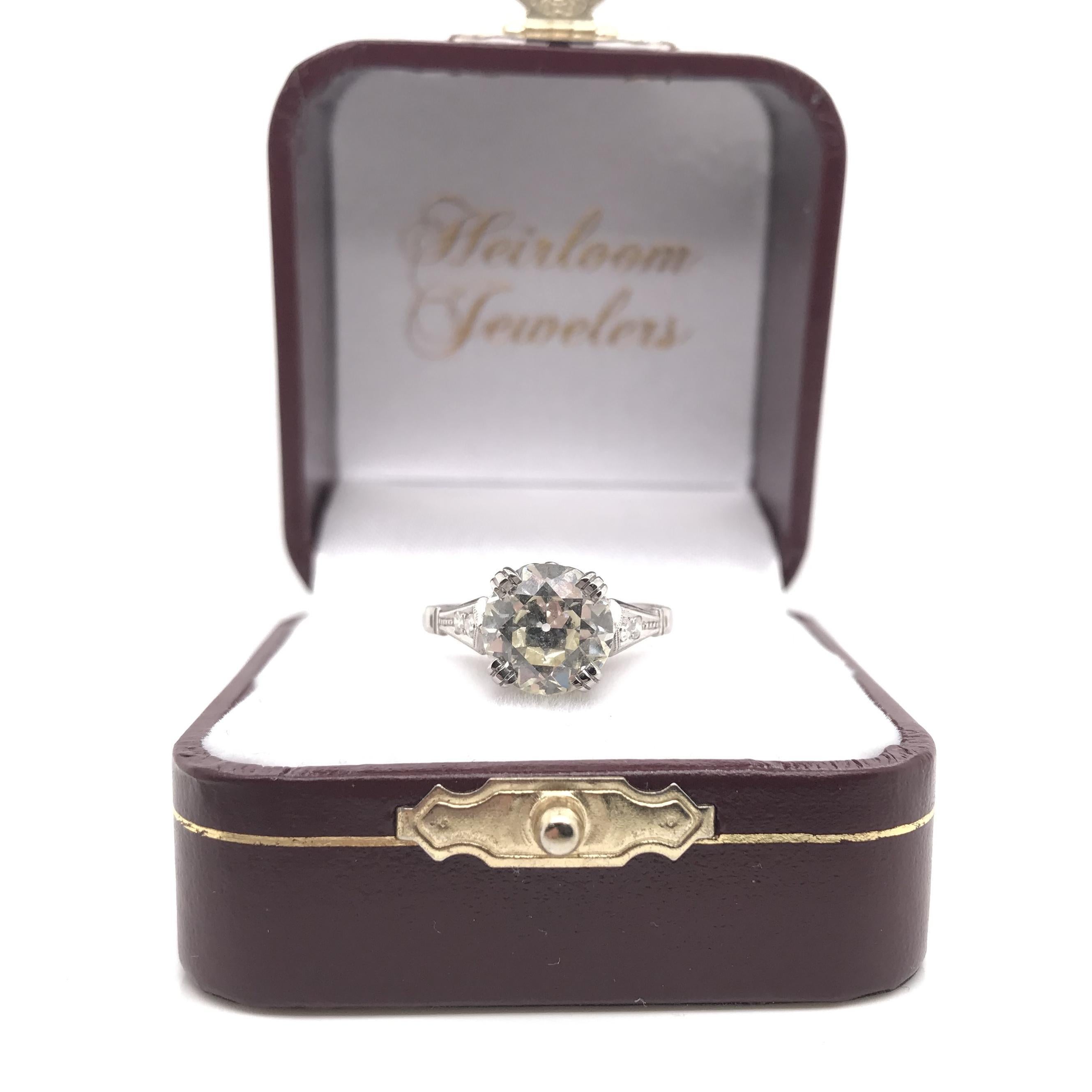 Vintage Mid Century 2.41 Carat Diamond Solitaire Style Engagement Ring 4