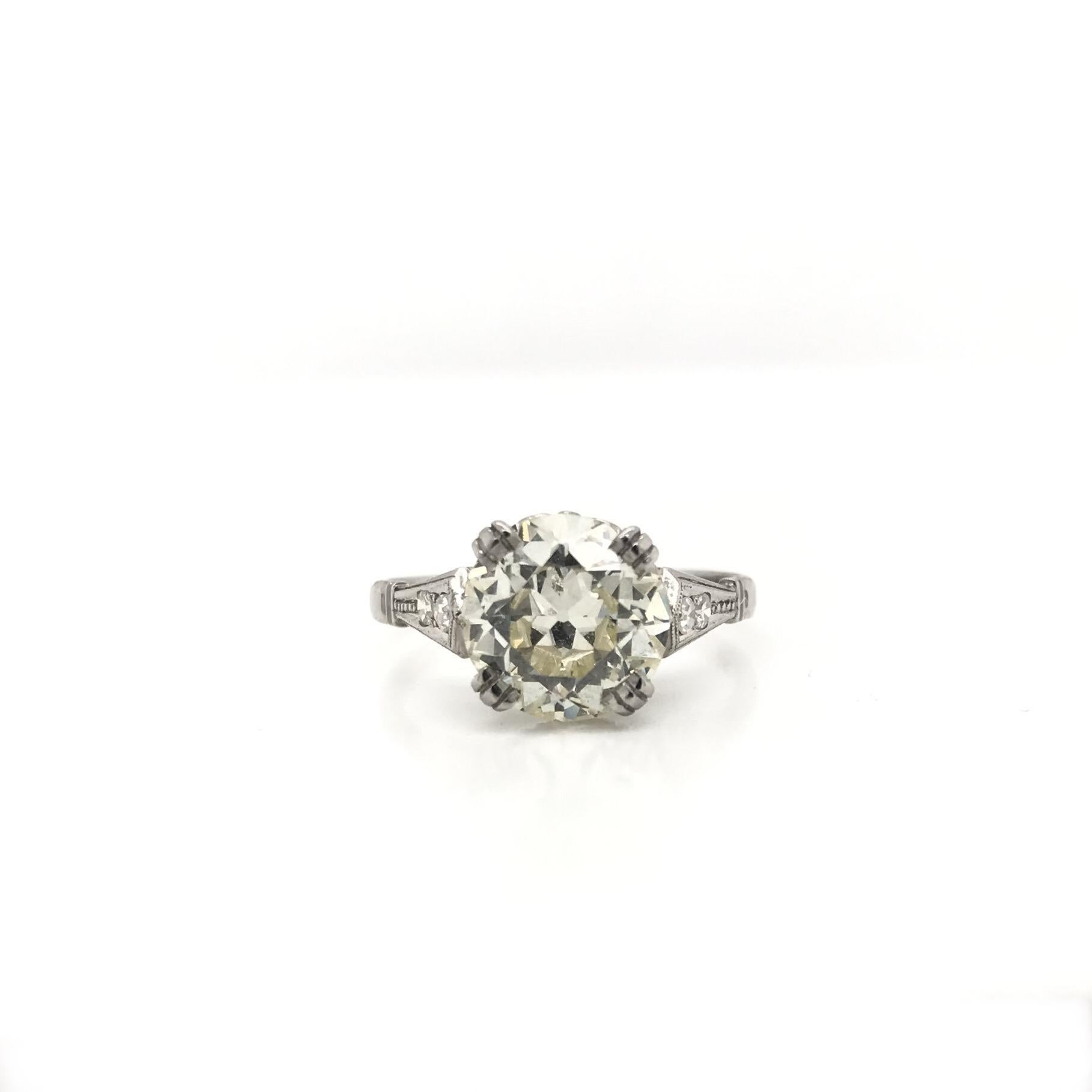Retro Vintage Mid Century 2.41 Carat Diamond Solitaire Style Engagement Ring