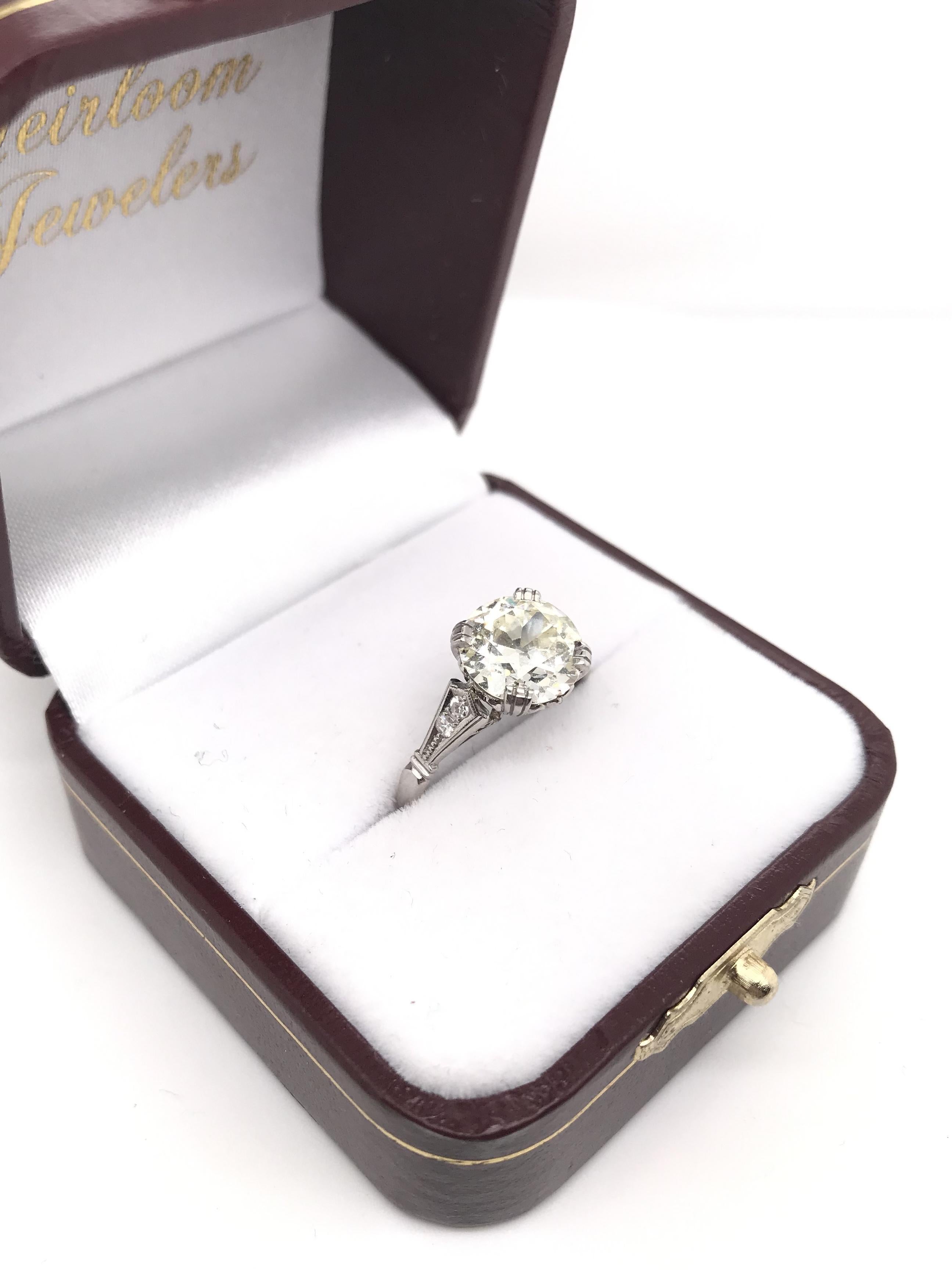 Women's Vintage Mid Century 2.41 Carat Diamond Solitaire Style Engagement Ring