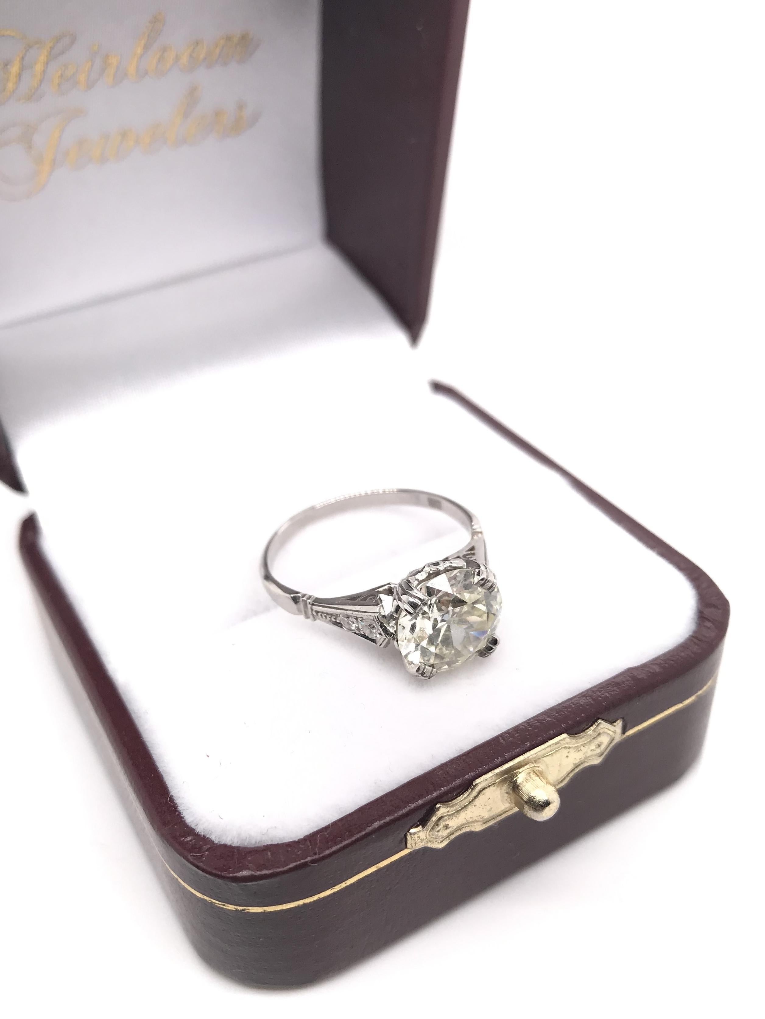 Vintage Mid Century 2.41 Carat Diamond Solitaire Style Engagement Ring 2