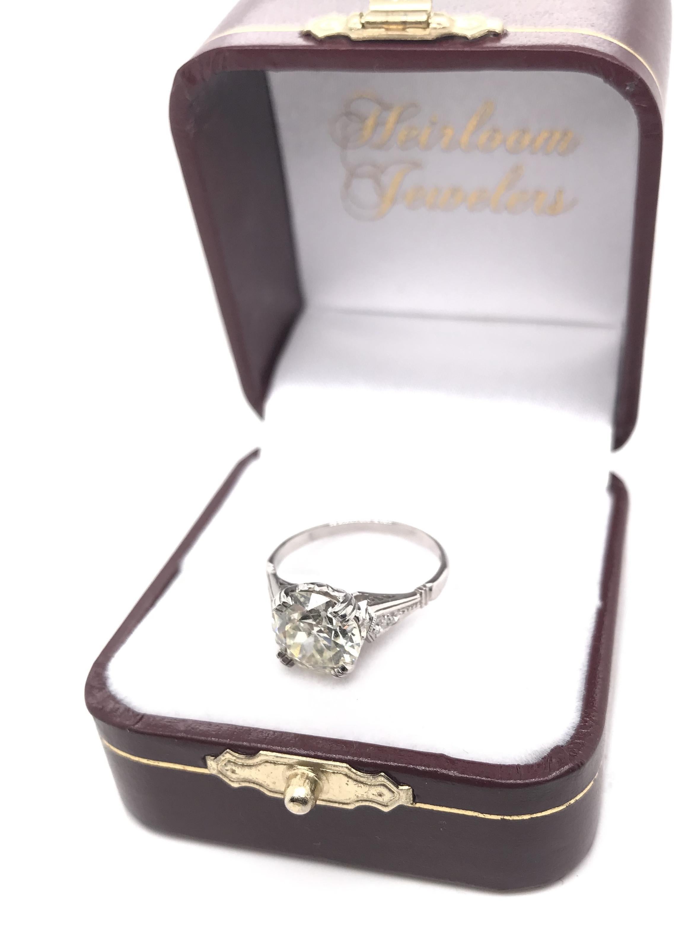 Vintage Mid Century 2.41 Carat Diamond Solitaire Style Engagement Ring 3
