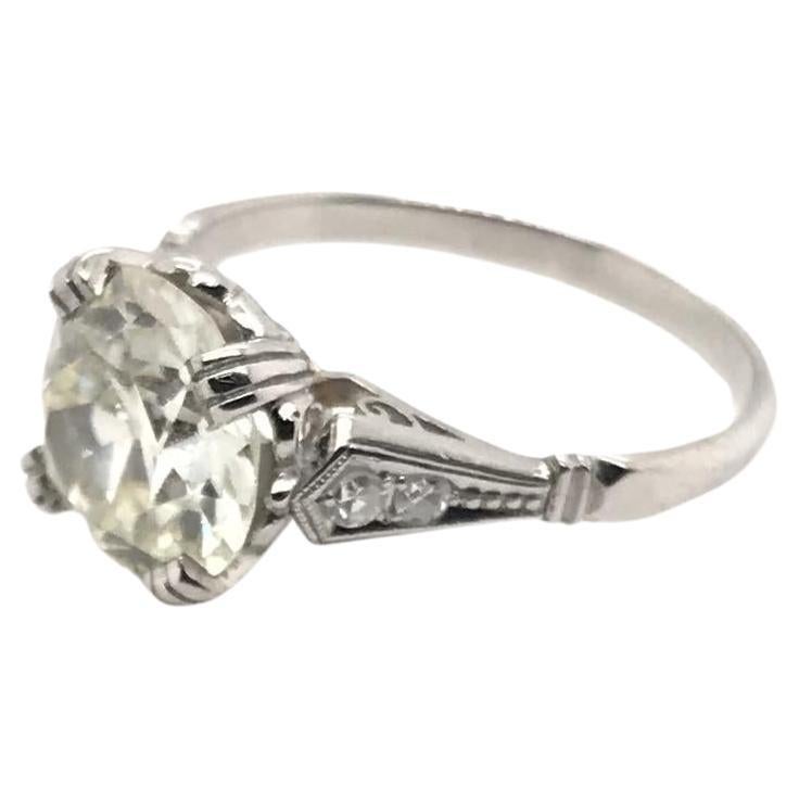 Vintage Mid Century 2.41 Carat Diamond Solitaire Style Engagement Ring