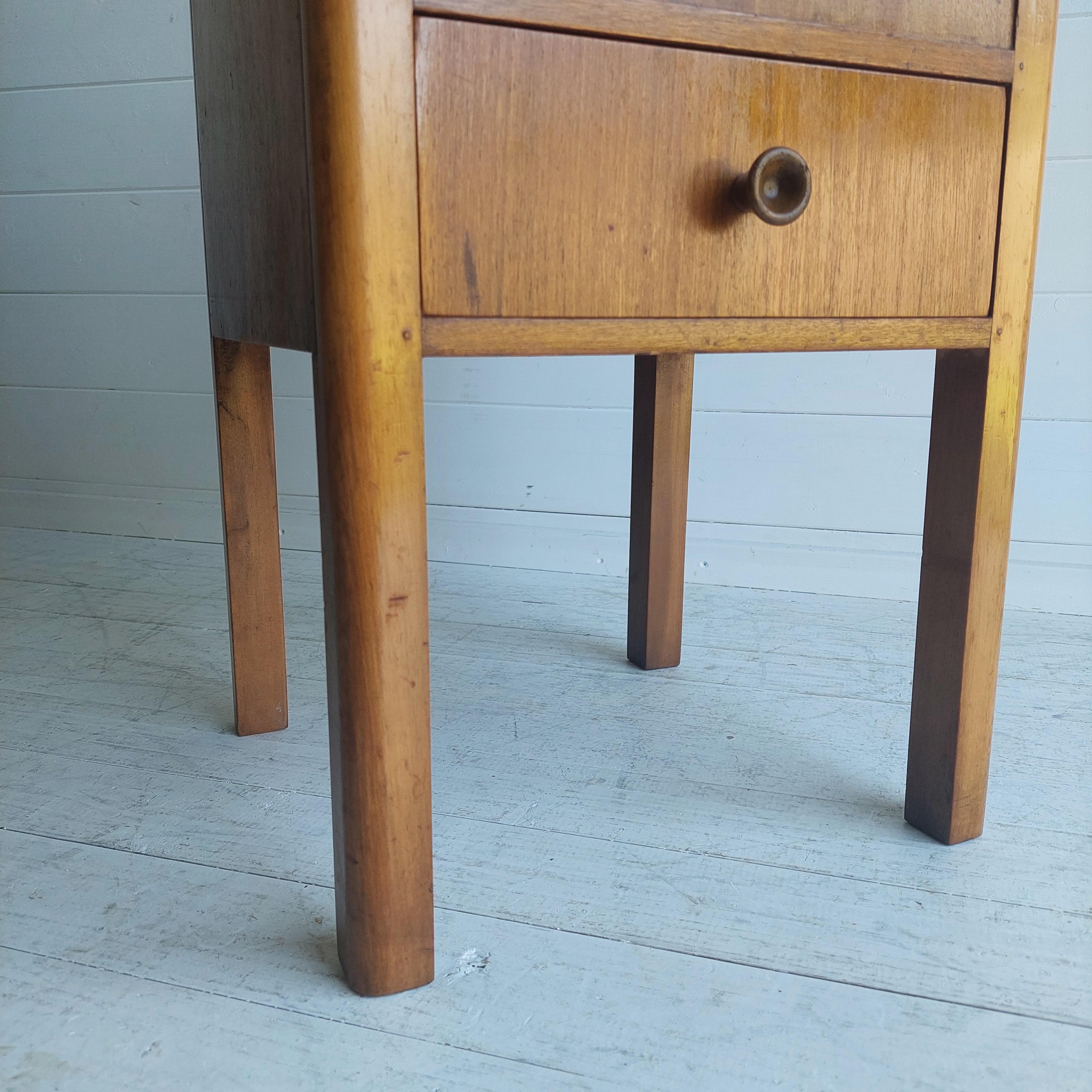 Vintage Midcentury 40s 50s Walnut Sewing Side Table with Storage & Drawer 8
