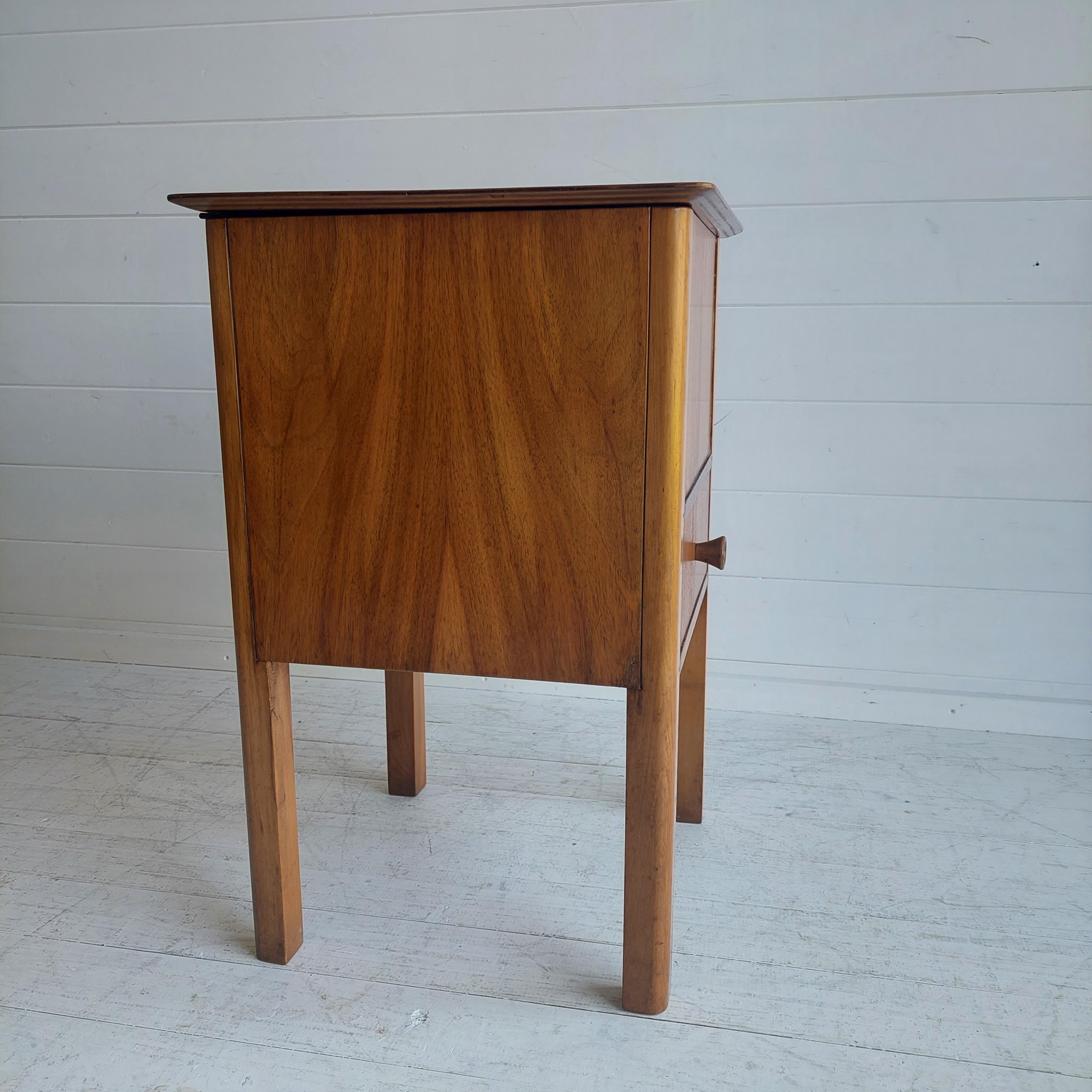 20th Century Vintage Midcentury 40s 50s Walnut Sewing Side Table with Storage & Drawer