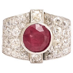 Vintage Mid-Century 4.77ct Burma Ruby Cocktail Ring