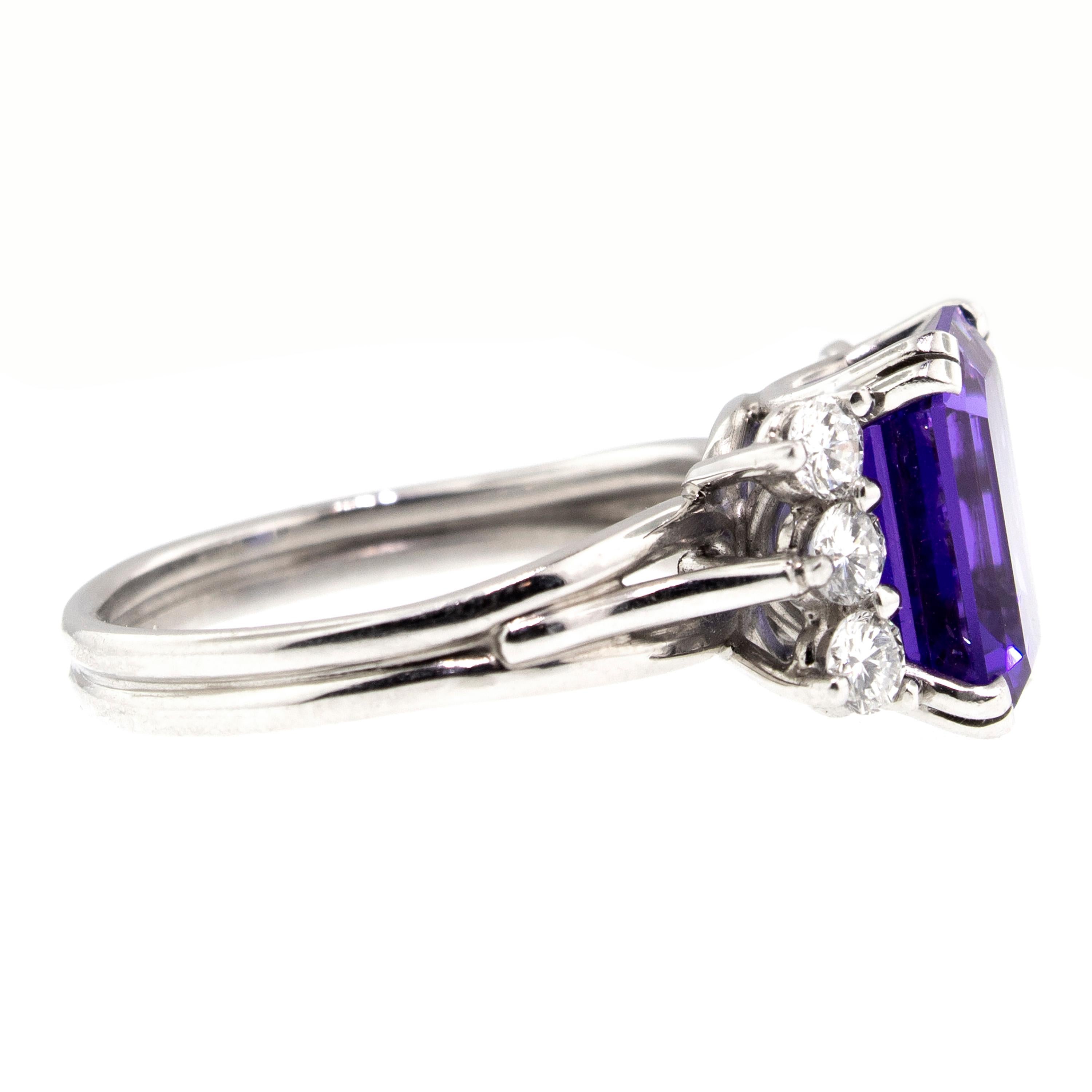 Early Mined 4.85 Carat Tanzanite in Diamond and Platinum Custom Vintage  Ring 1