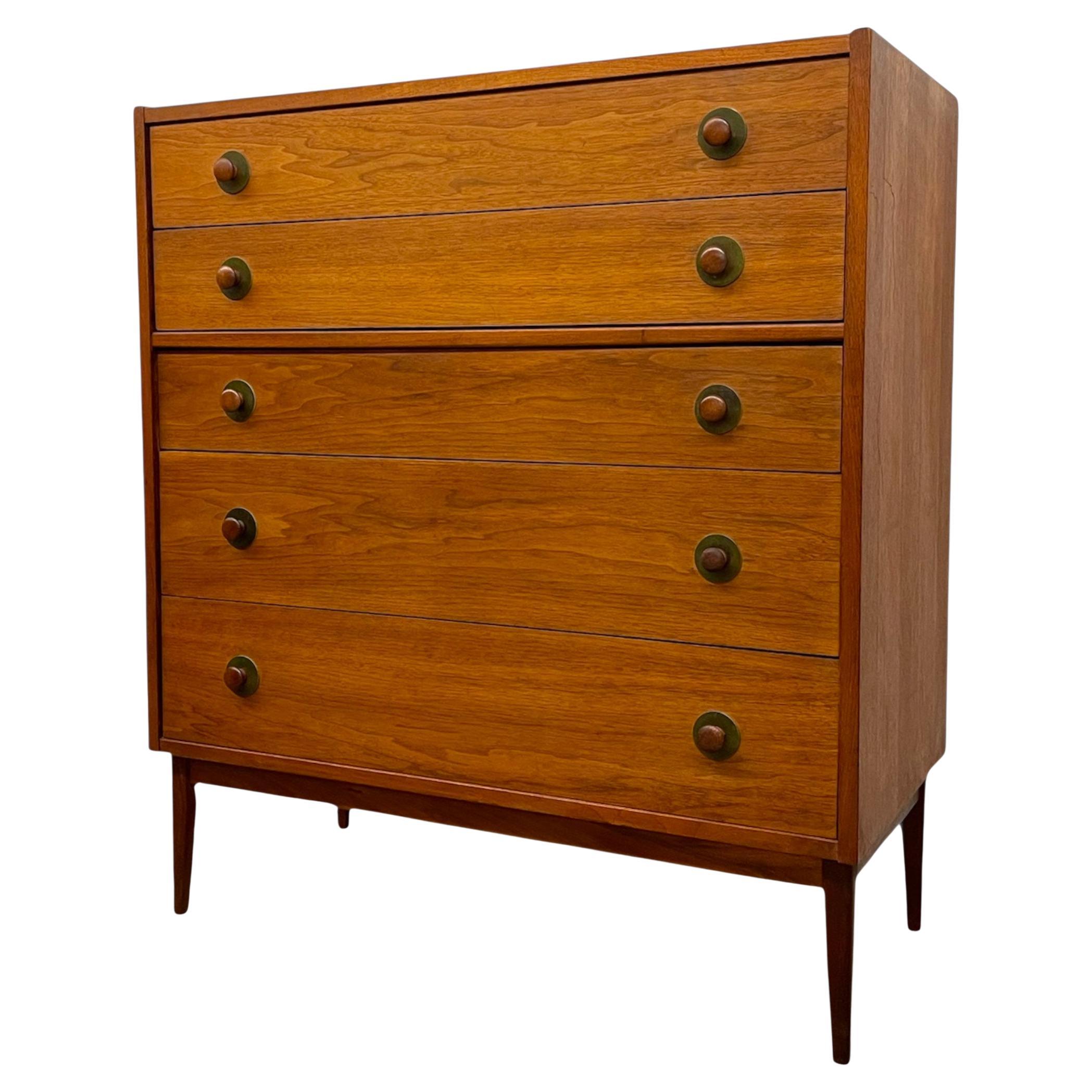 Vintage Mid Century 5 Drawer Dresser Attributed to John Van Koert for Drexel.