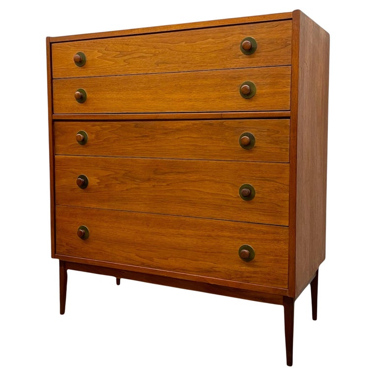 vintage 5 drawer dresser Mahogany Wood Dark Stain Ball Feet Chest of Drawers Pali Ragusa 5-Drawer Dresser Vintage