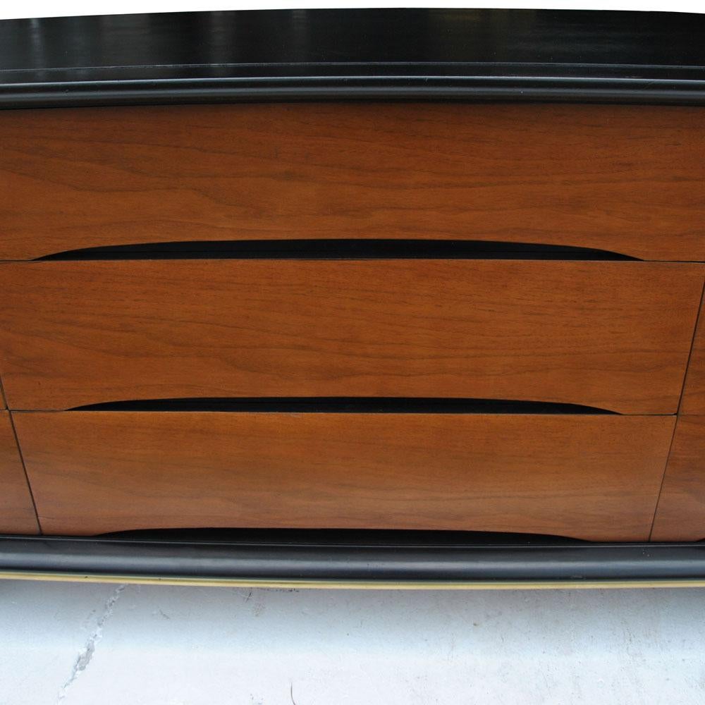 Ebonized Vintage Mid Century Kent Coffey Elegante 9 Drawer Dresser
