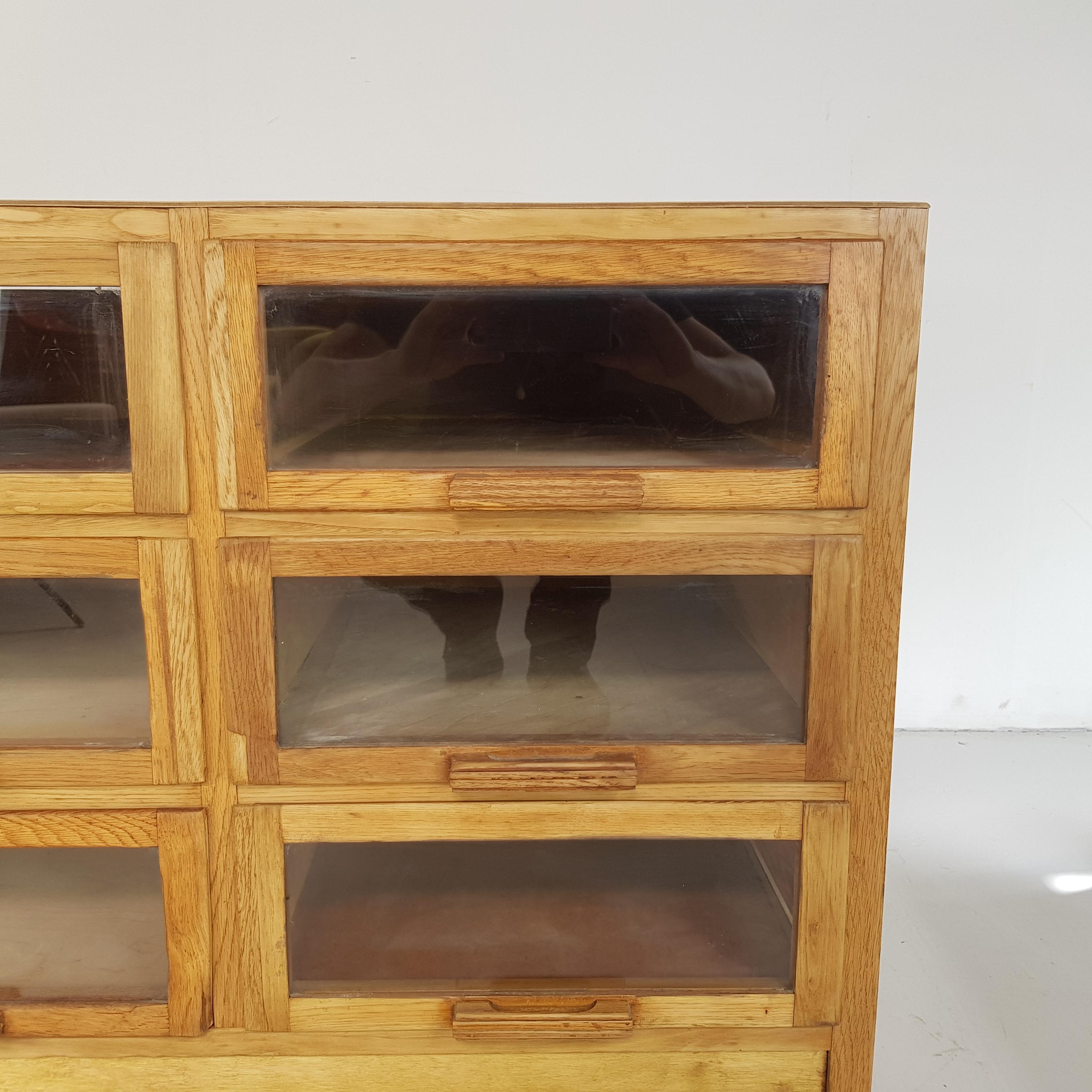 Oak Vintage Midcentury 6-Drawer Haberdashery Cabinet Shop Display