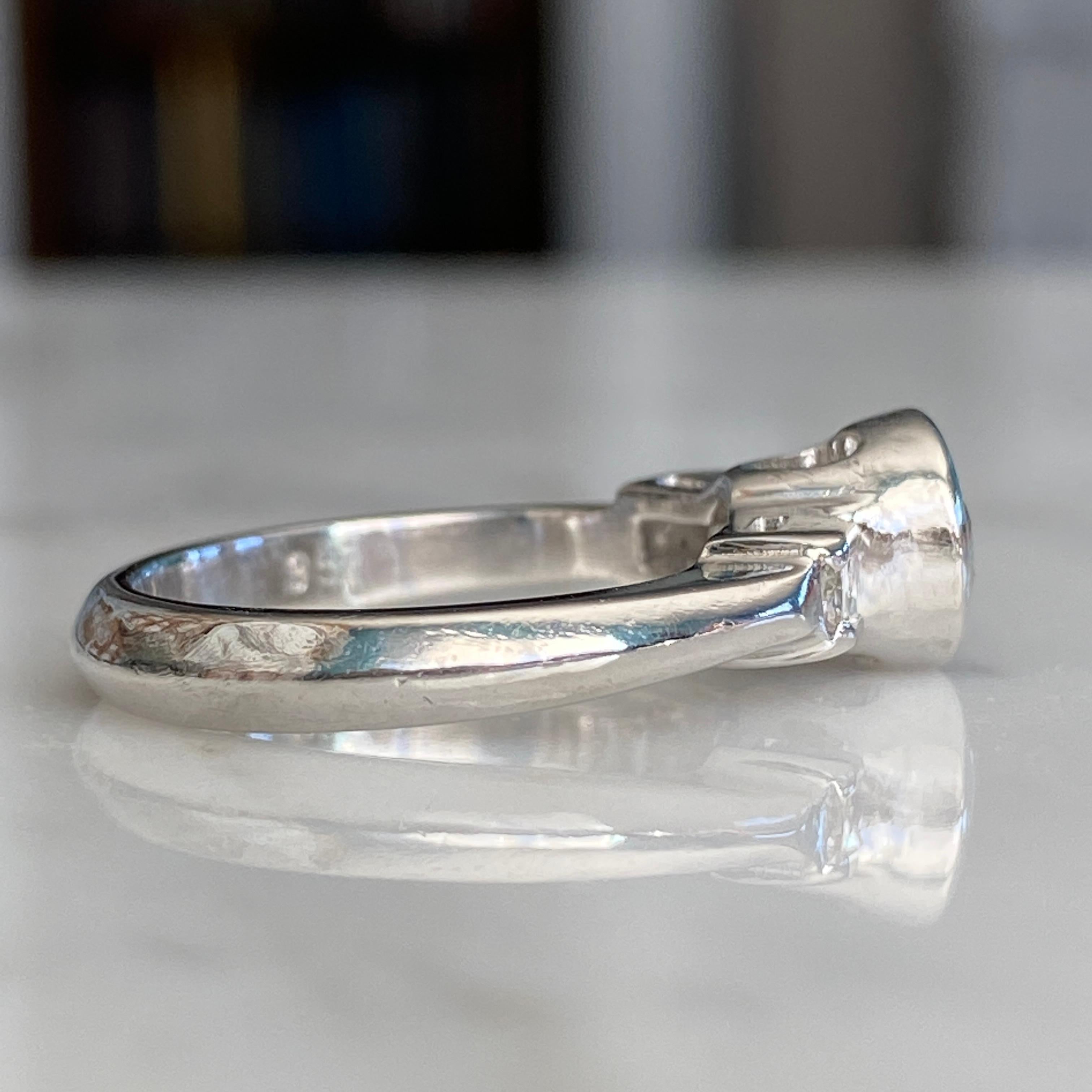 Vintage Mid-Century .83ct Diamond Platinum Engagement Ring For Sale 4