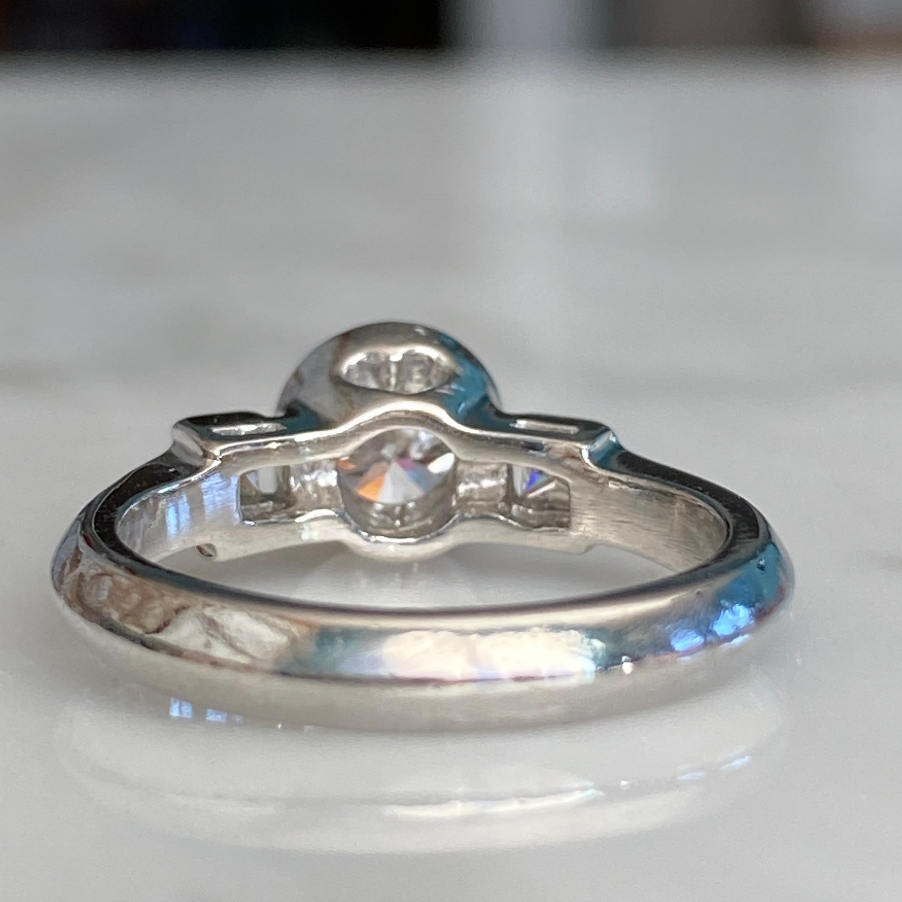Vintage Mid-Century .83ct Diamond Platinum Engagement Ring For Sale 5