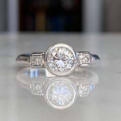 Vintage Mid Century .83ct Diamond Platinum Engagement Ring
