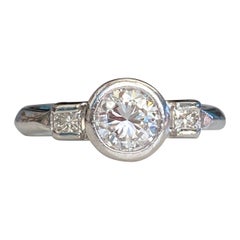 Vintage Mid Century .83ct Diamond Platinum Engagement Ring