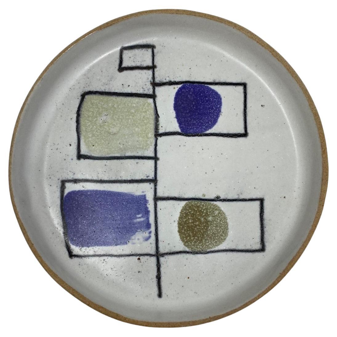 Abstrakter Vintage-Keramikteller aus der Mitte des Jahrhunderts von David Gil für Bennington Pottery im Angebot