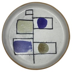 Retro Mid-Century Abstract Ceramic Plate by David Gil for Bennington Pottery