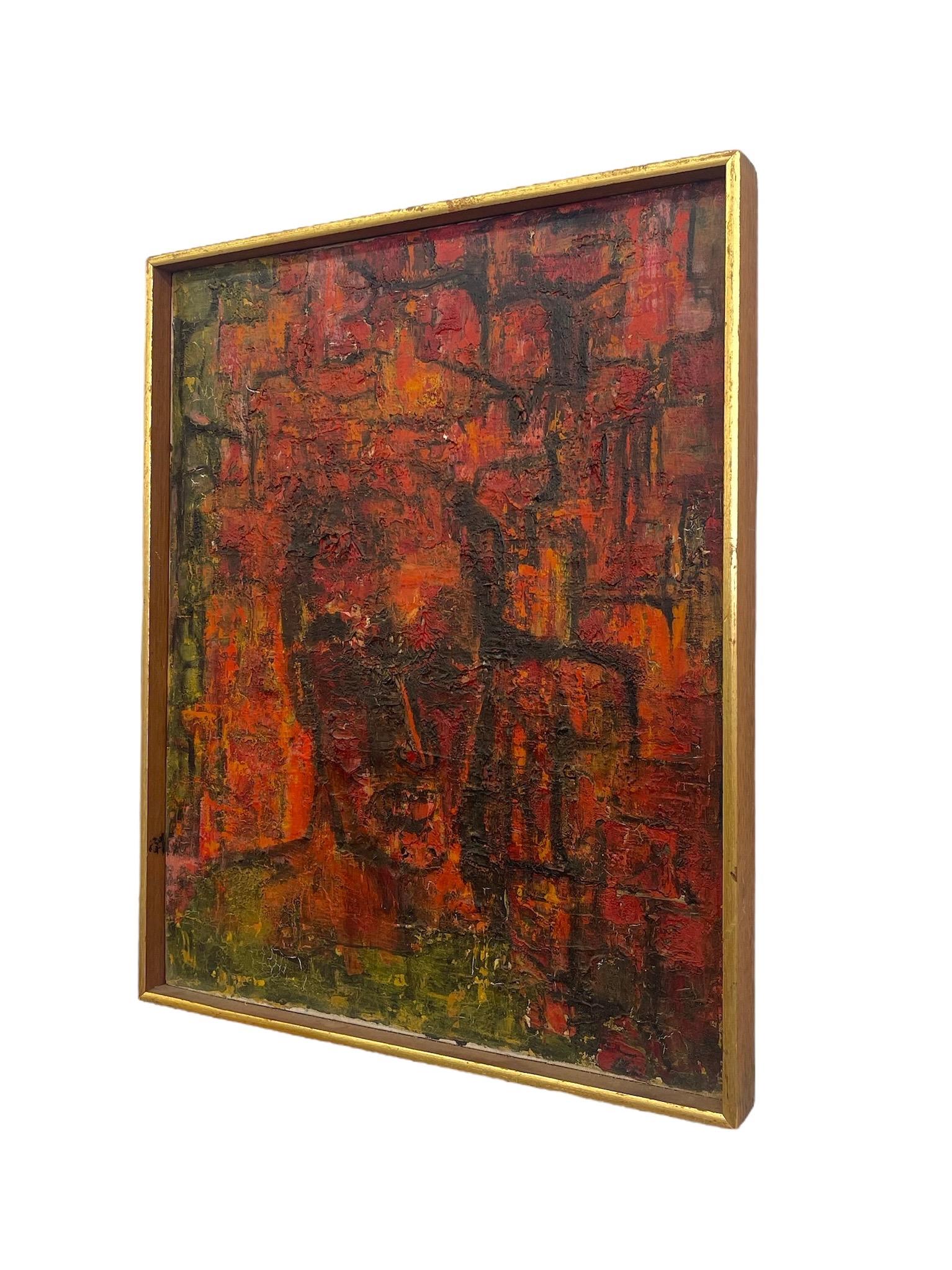 Vintage Mid-Century Abstract Expressionist Portrait Painting on Canvas im Zustand „Gut“ im Angebot in Seattle, WA
