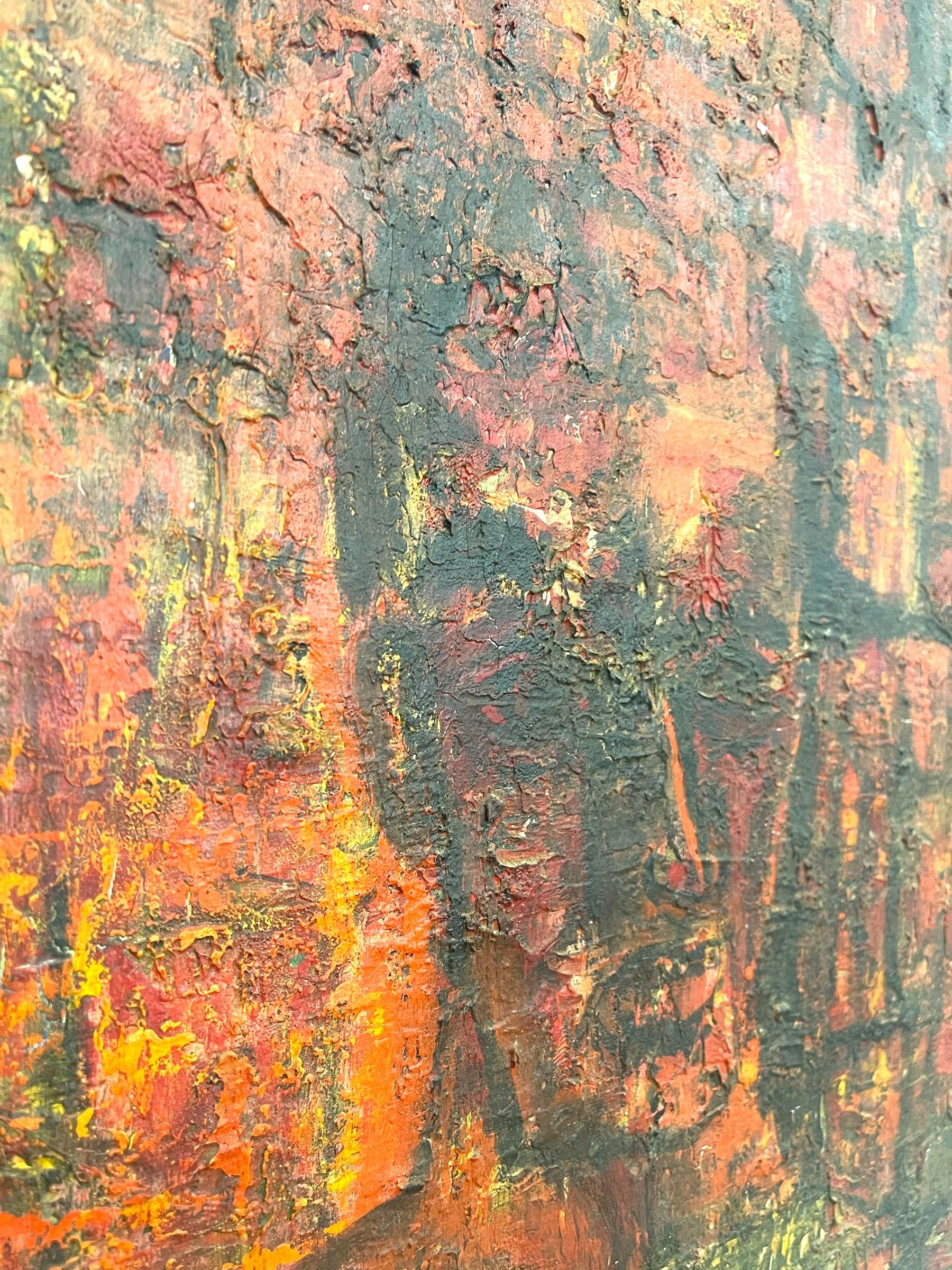 Vintage Mid-Century Abstract Expressionist Portrait Painting on Canvas im Angebot 1