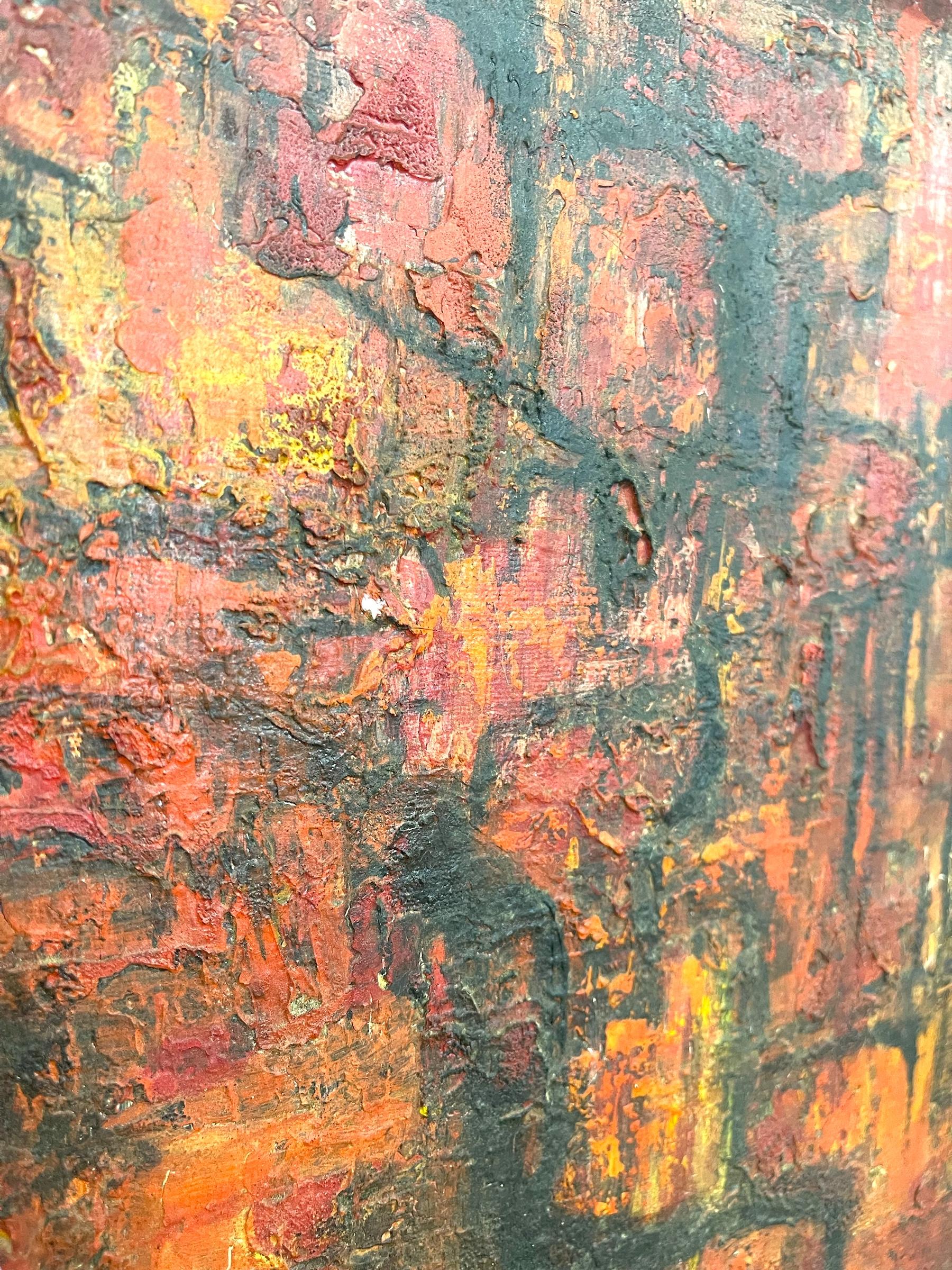 Vintage Mid-Century Abstract Expressionist Portrait Painting on Canvas im Angebot 2