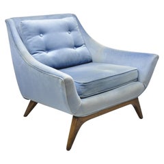 Vintage Mid Century Adrian Pearsall Milo Baughman Blue Walnut Club Lounge Chair