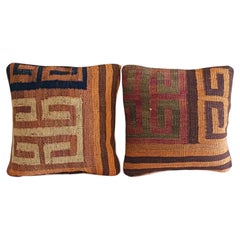 Vintage Mid Century Afghan Handloom Kilim Kissenbezüge