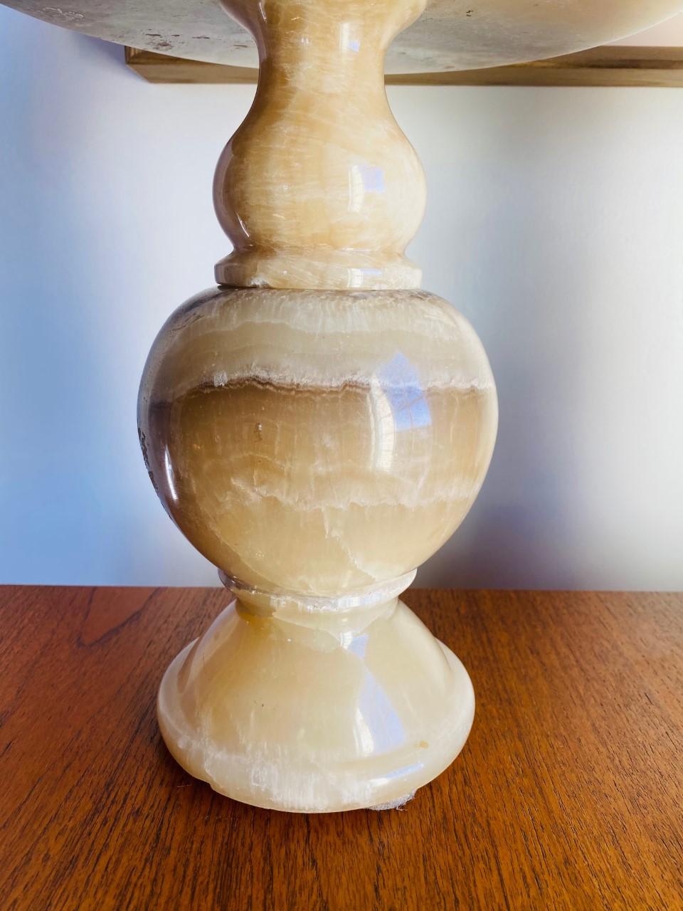 Italian Vintage Mid-Century Alabaster Lamp with Alabaster Shade