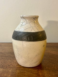 Vintage Mid-Century American Studio Pottery Raku Vase, Signed